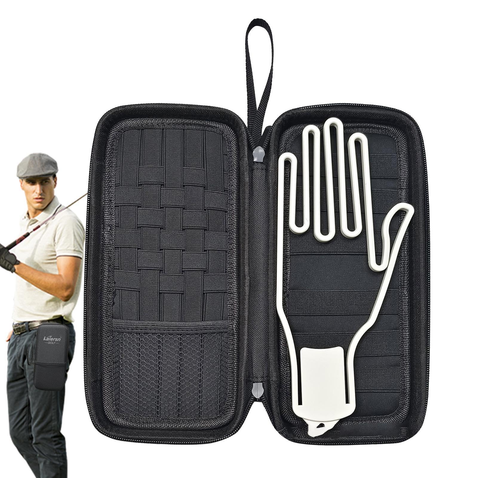 Borsa portaoggetti per guanti da golf - da golf Custodia protettiva Custodia rigida per guanti | Custodia per guanti da golf con vani portaoggetti collegabili e ganci per uso esterno
