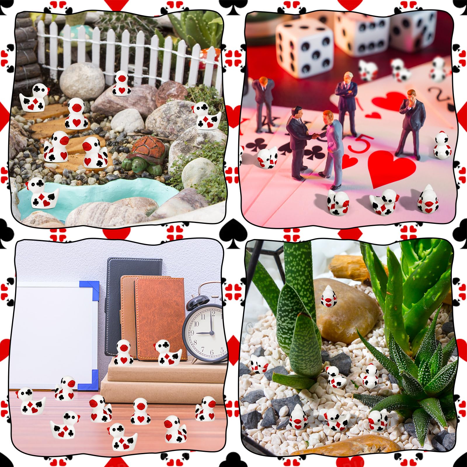 Soulchen 50 Pcs Mini Casino Resin Ducks Bulk Tiny Poker Ducks Casino Party Gifts Little Small Animals Miniature Figurines Charms Poker Chip Ornament for DIY Cake Decor Theme Birthday Party Gift