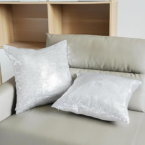 Miniatura 2 de Poise3EHome 18x18inches Sequin Throw Pillow Covers Silver Decorative Pillow Covers for Couch, Bed, Living Room, Christmas (Silver, 1PCS)