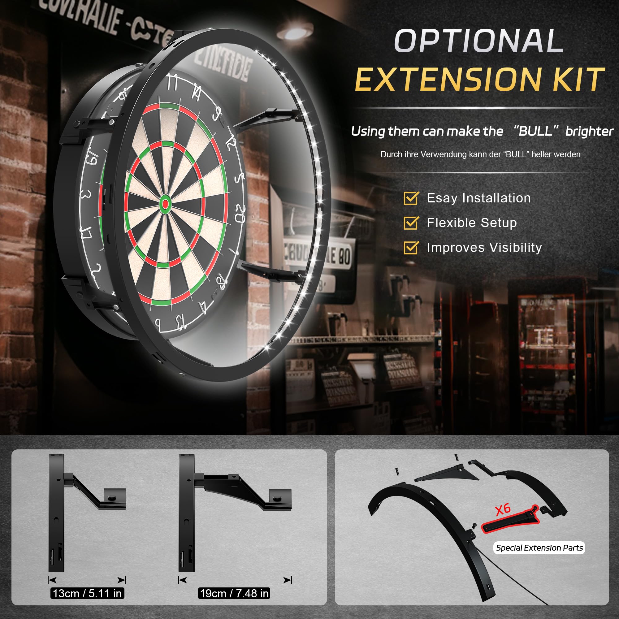CyeeLife Dartleuchte für Stahl-Dartscheibe,Schwarz Dartboard Licht 360° LED