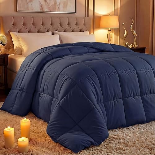 Miniatura 2 de Utopia Bedding - Edredón acolchado con presillas en las esquinas, costura en caja, relleno alternativo, tamaño king (azul marino)