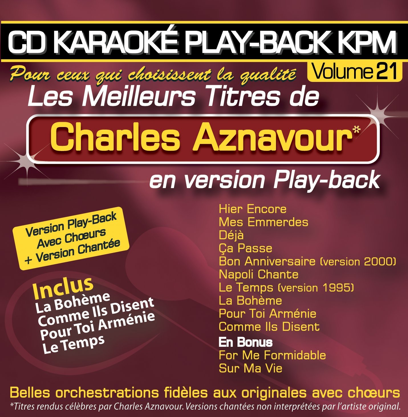 Karaoké Play-Back Kpm Vol. Charles Aznavour"