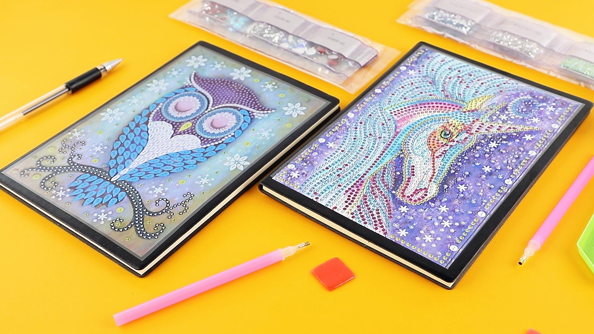 Set De 2 Cuadernos A5 Con Pintura De Diamantes Mandala En Cuero PU, Manualidad Creativa Para Niñas De 6 A 12 Años