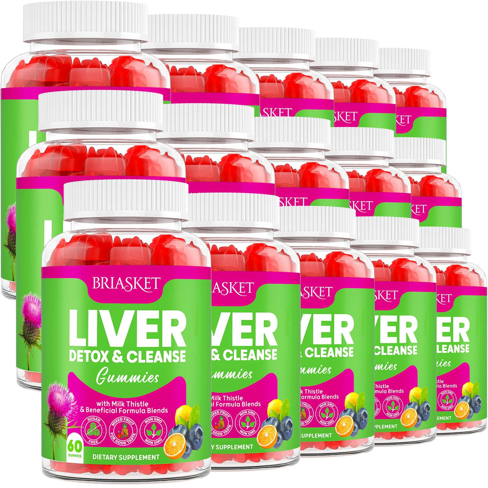 Liver Cleanse Detox Repair Gummies 2000 mg Milk Thistle Supplement with Dandelion Root Glutathione Artichoke 23-in-1 Herbal Formula
