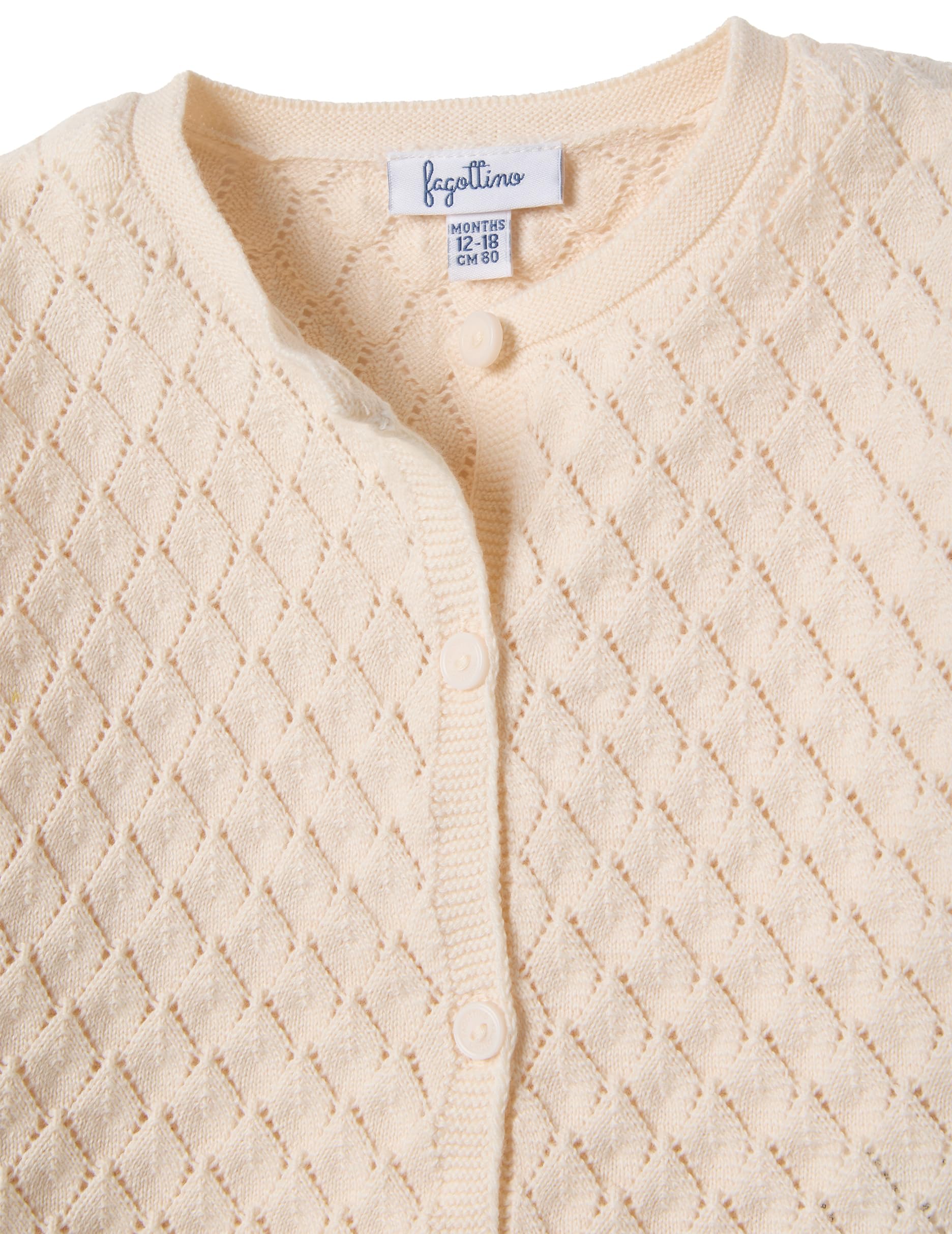 OVS Kids Cardigan in Puro Cotone Beige da Bimba Regular Fit con Design a Rombi