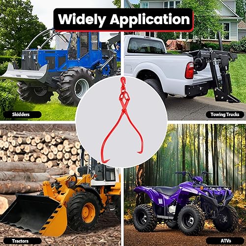 Vista 15 de Pinzas para leña de 28 pulgadas, 4 garras, pinzas giratorias de acero para madera, pinzas de deslizamiento de troncos resistentes, capacidad