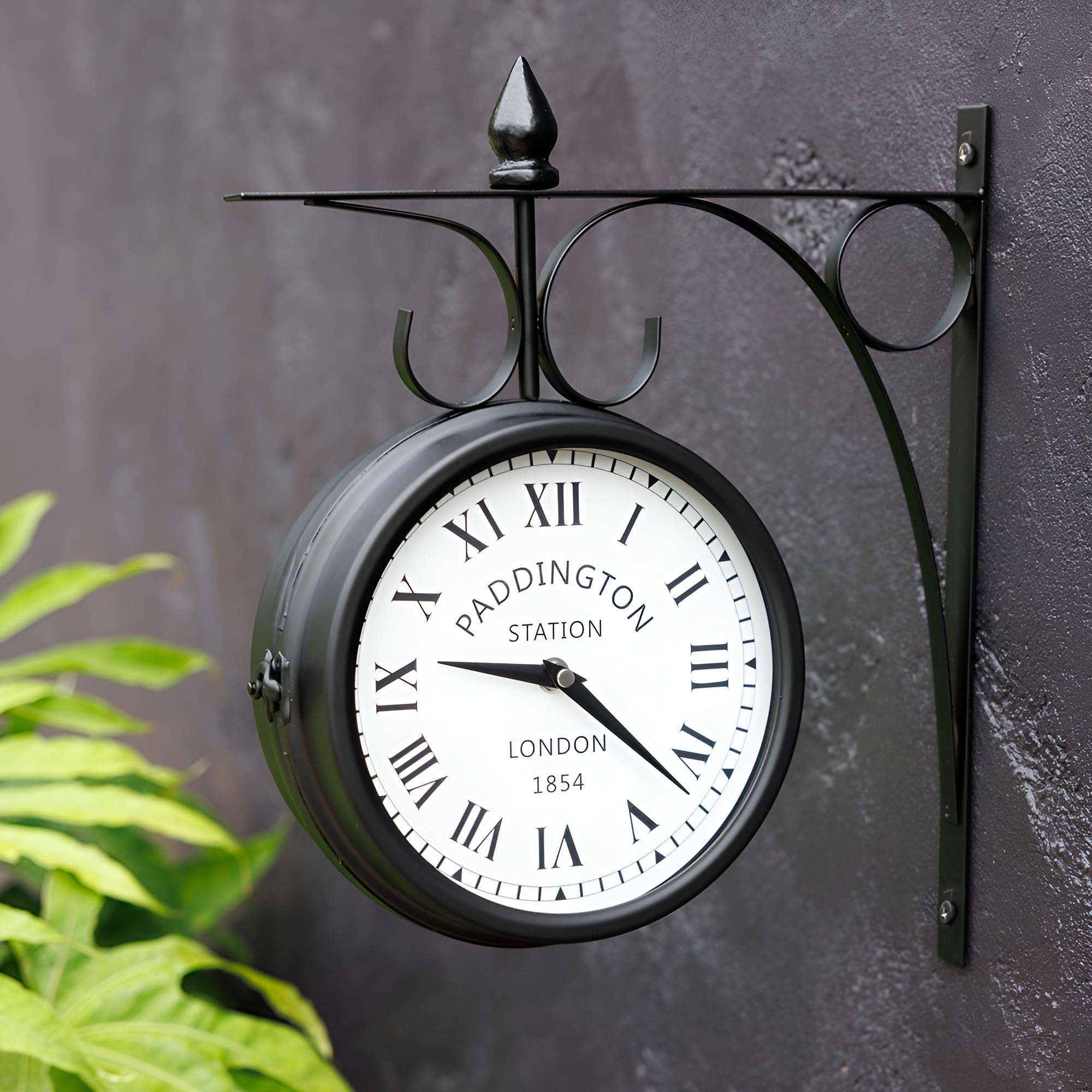 Primrose Black Double Sided Paddington Station Clock Bracket 31Cm Diameter