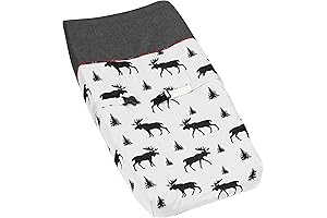 Sweet Jojo Designs Woodland Grey/Black/Red Changing Pad Cover and Moose Plaid