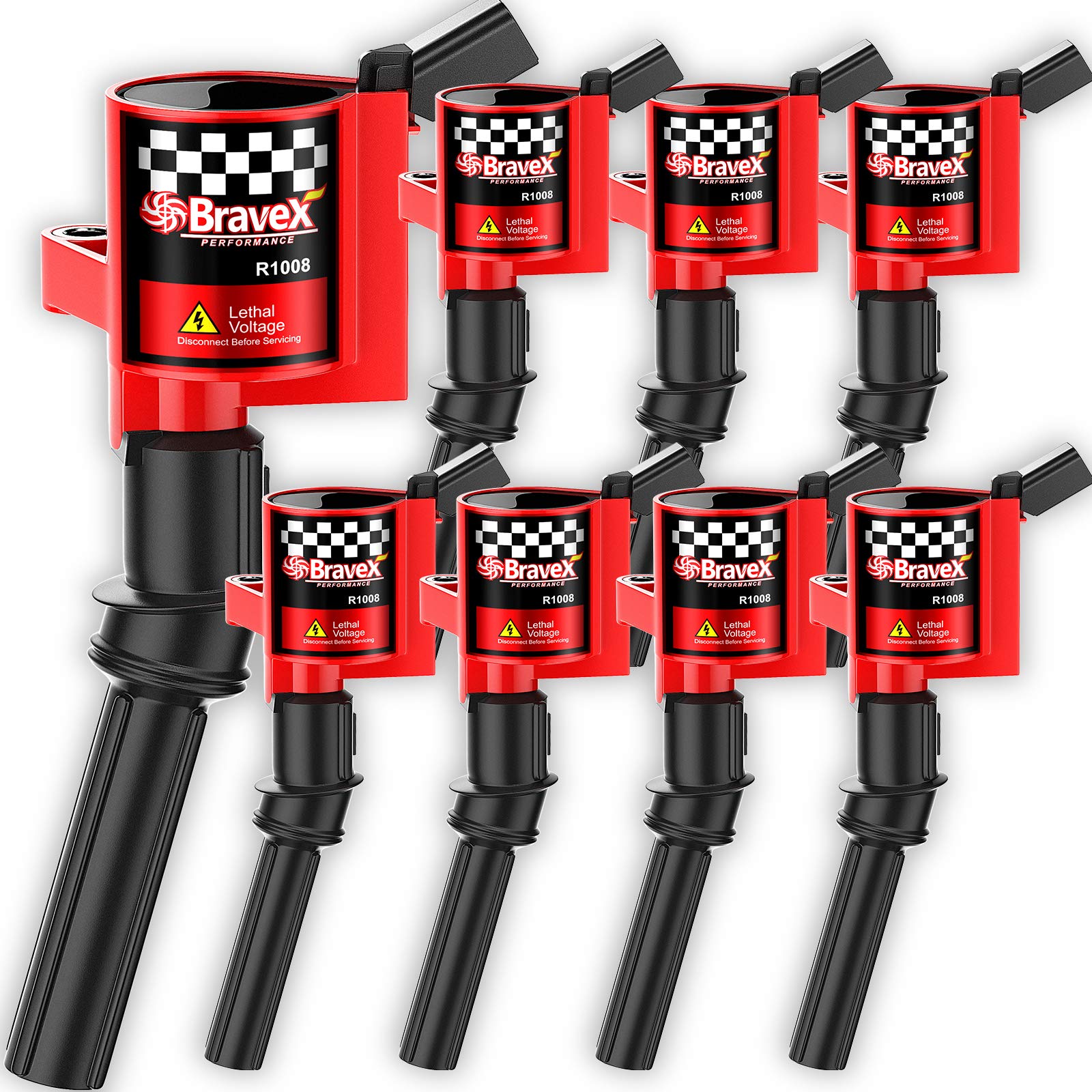 High Performance Ignition Coil 8 Pack -Upgrade 15% More Energy for Ford F150 F250 F350 4.6L 5.4L V8 CROWN VICTORIA EXPEDITION MUSTANG LINCOLN MERCURY Compatible with DG508 DG457 DG472 DG491