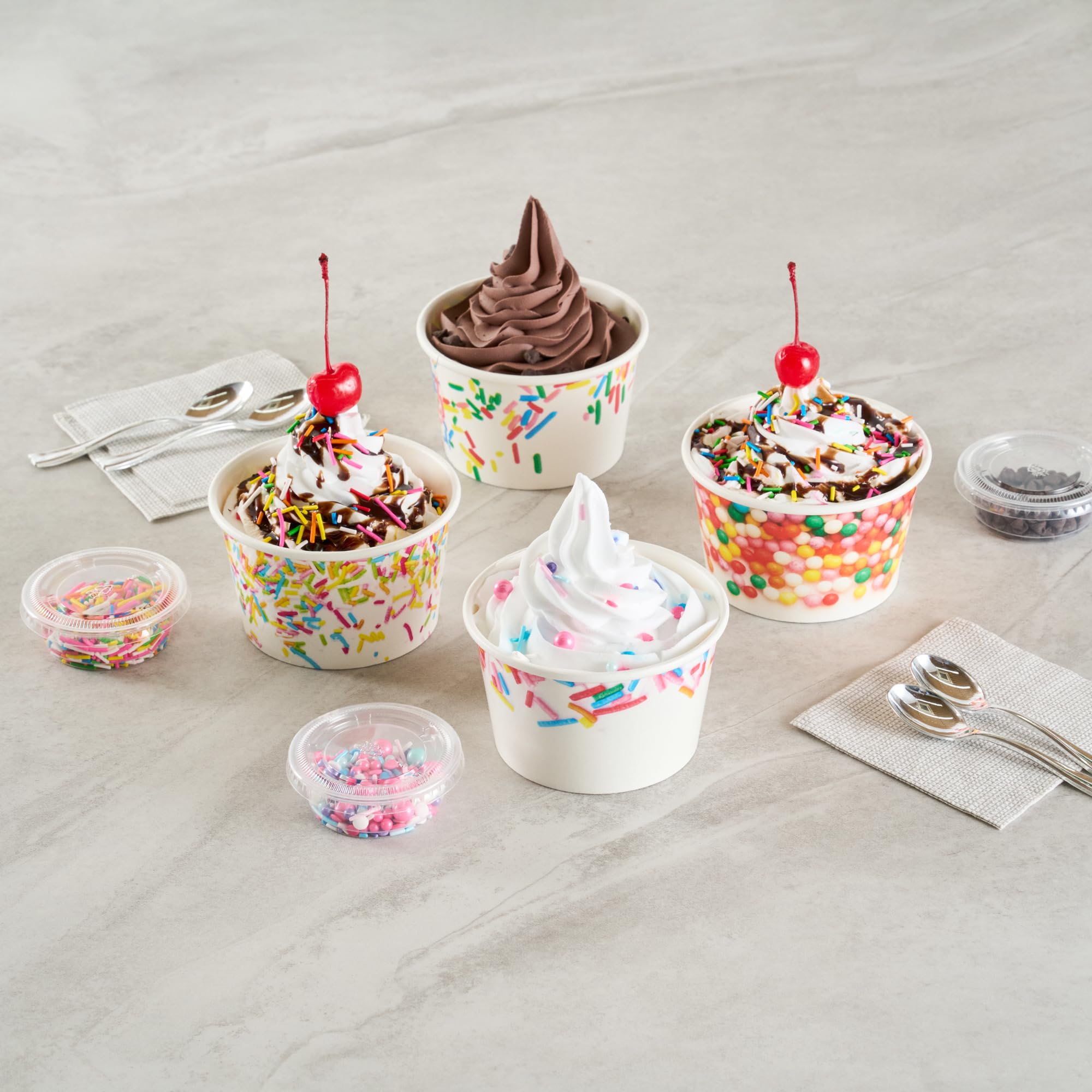 Restaurantware Eisbecher 200 Stück 226.8 g auslaufsichere Einweg-Dessertschale Frozen Joghurtbecher runder Papierbehälter für kalte und heiße Desserts