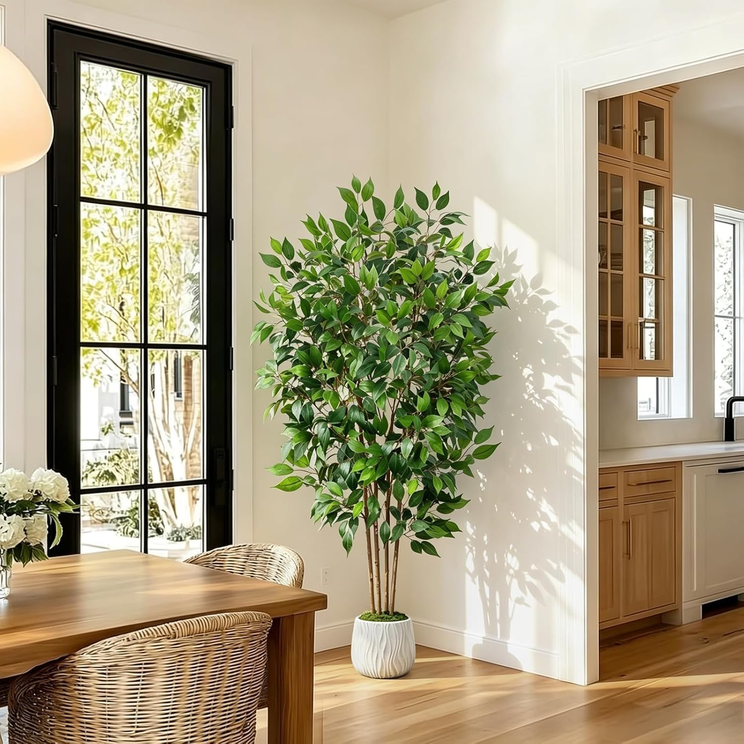 Plantes Artificielles Interieur 180 cm Ficus Artificiel Exterieur | Plante Artificielle Grande avec Blanc Pot Arbre Artificiel Ficus Fausse Plante Décoration de Bureau Maison Salon Jardin