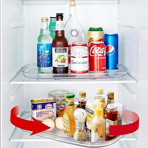 Organizador cuadrado Lazy Susan para refrigerador - Organizador rectangular para nevera, organizador de refrigerador Lazy Susan, rotación de 360 y