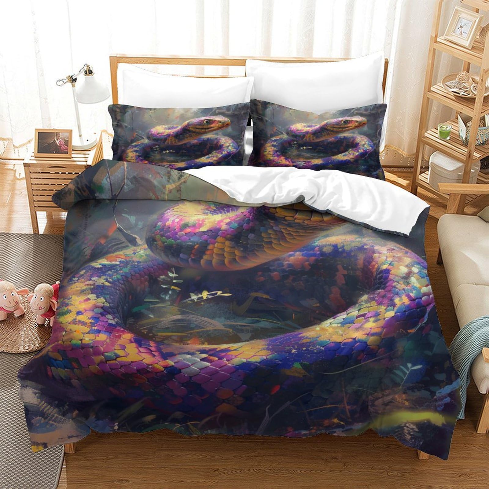 P1S9U7W5Y 3D Printed Galaxy Dragon Duvet Cover Set 3pcs Microfiber Fantasy Bedding Set Bedroom Decor Single（140x200cm）