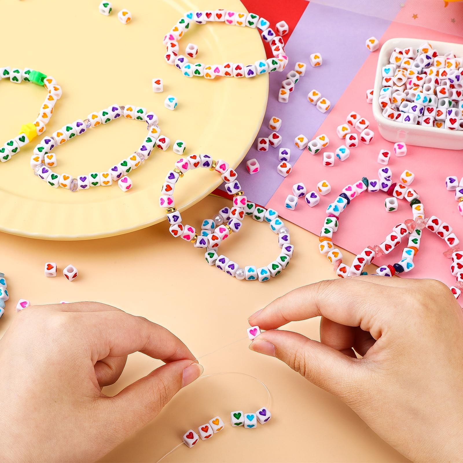 Amazon.com: Augshy 1400Pcs Acrylic Colorful Heart Square Cube
