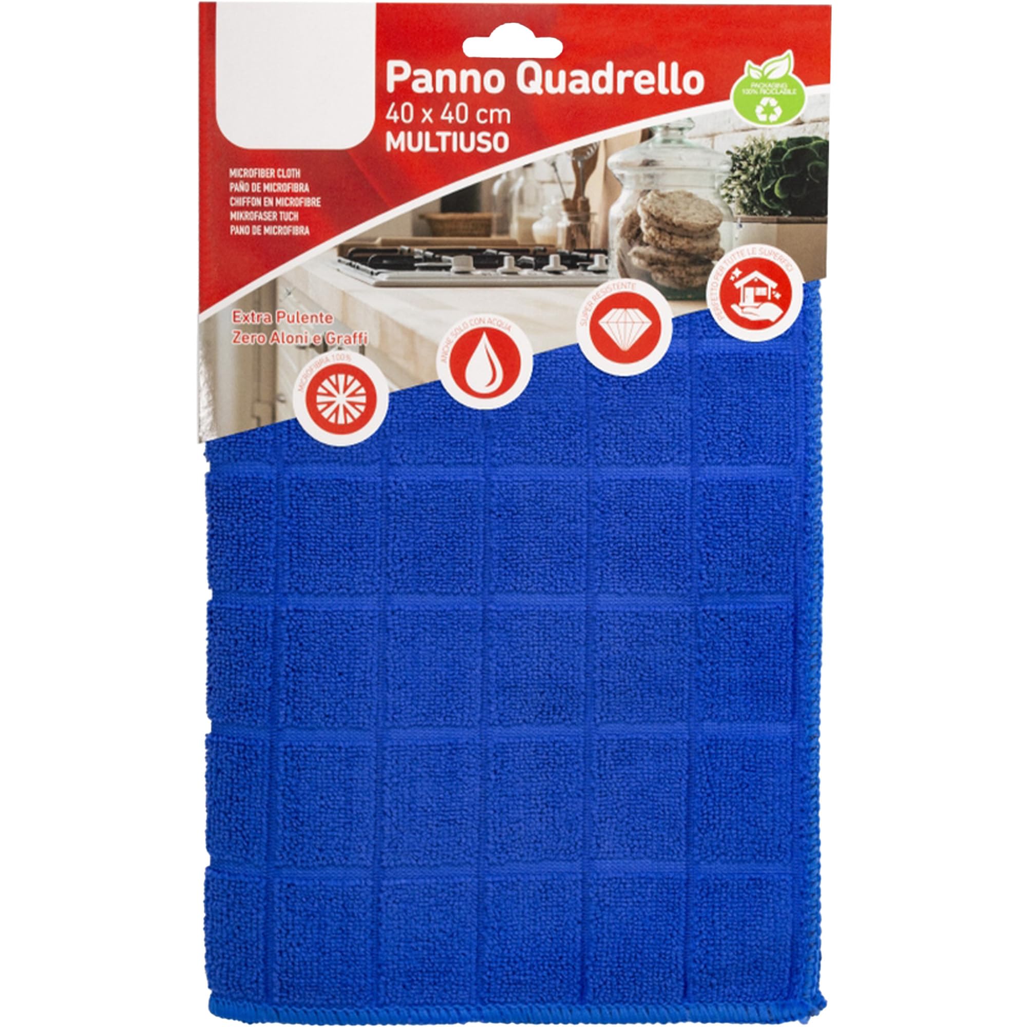 Sicignano – Tissu quadrillage 100 % microfibre, extra propre, résistant, sans halos, multi-usages, pour toutes les surfaces, lavable et réutilisable, couleurs assorties (3, 40 x 40 cm)
