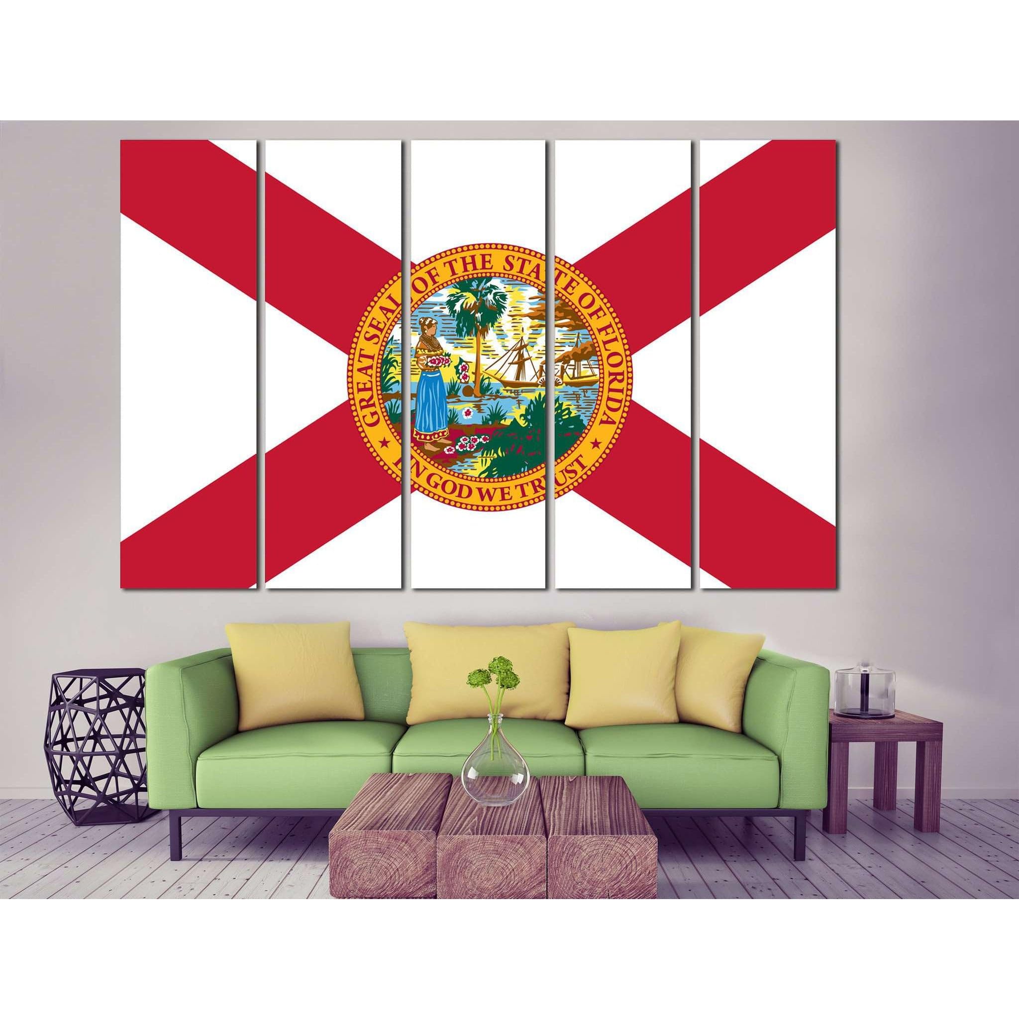 Drapeau de la Floride tableau triptyque impression sur toile moderne 150x100cm - 4