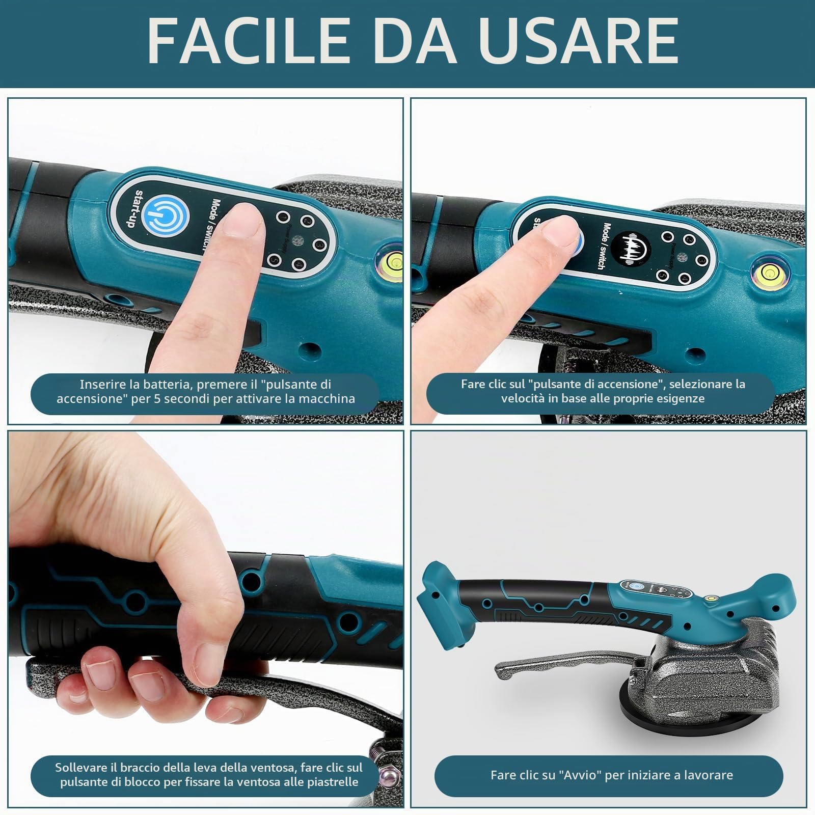 Vibratore Per Piastrelle Compatibile Con Makita 18 V Batteria, Vibratore Per Piastrelle Con Ventosa Da 4,7", 5 Marce, Velocità Regolabile, Capacità Di 60 Kg (Batteria Non Inclusa)