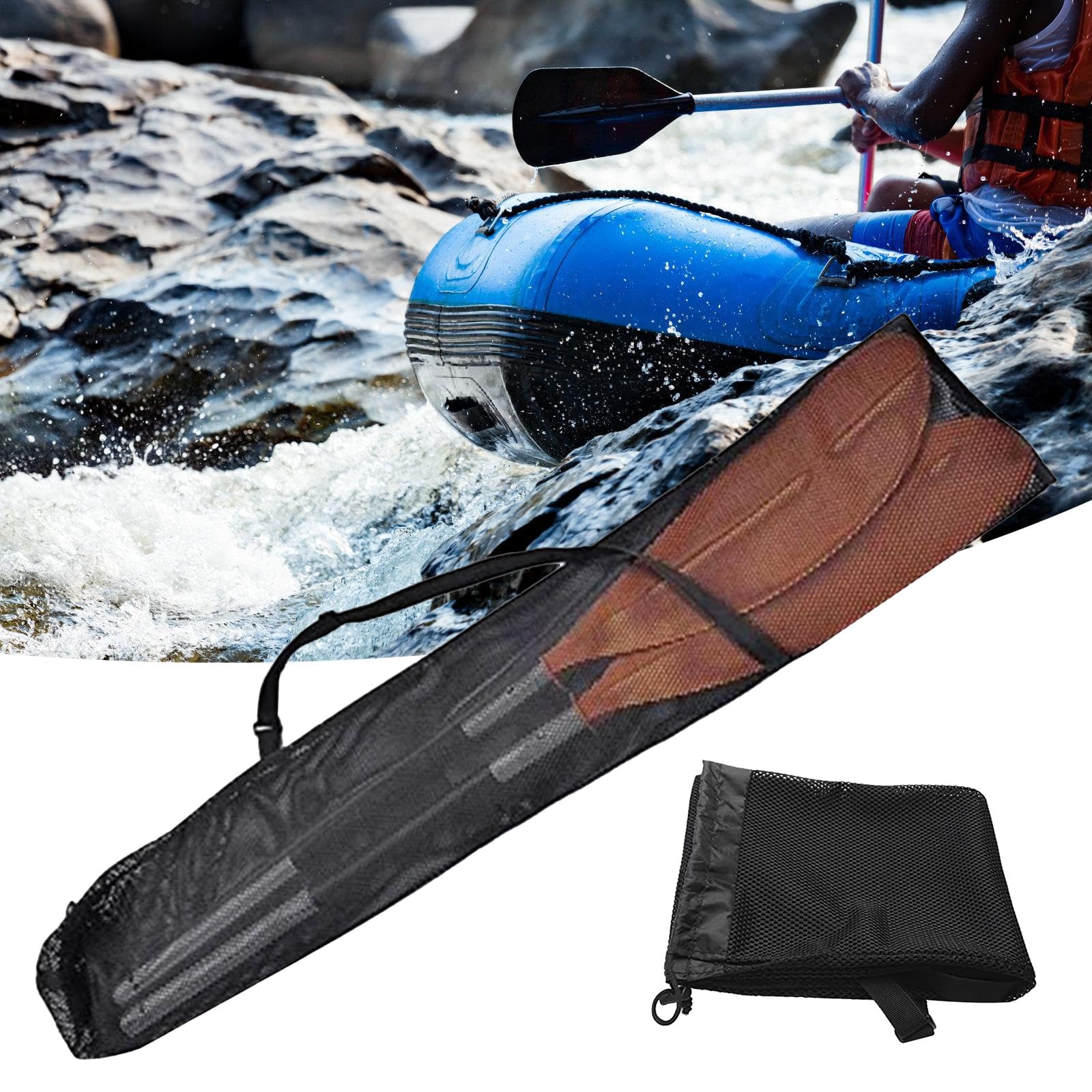 Portable Paddles Storage Meshes Bag Canoes Boats Split Paddles Carrying Bag Drawstring Meshes Kayak PaddleBag Boats Accessories