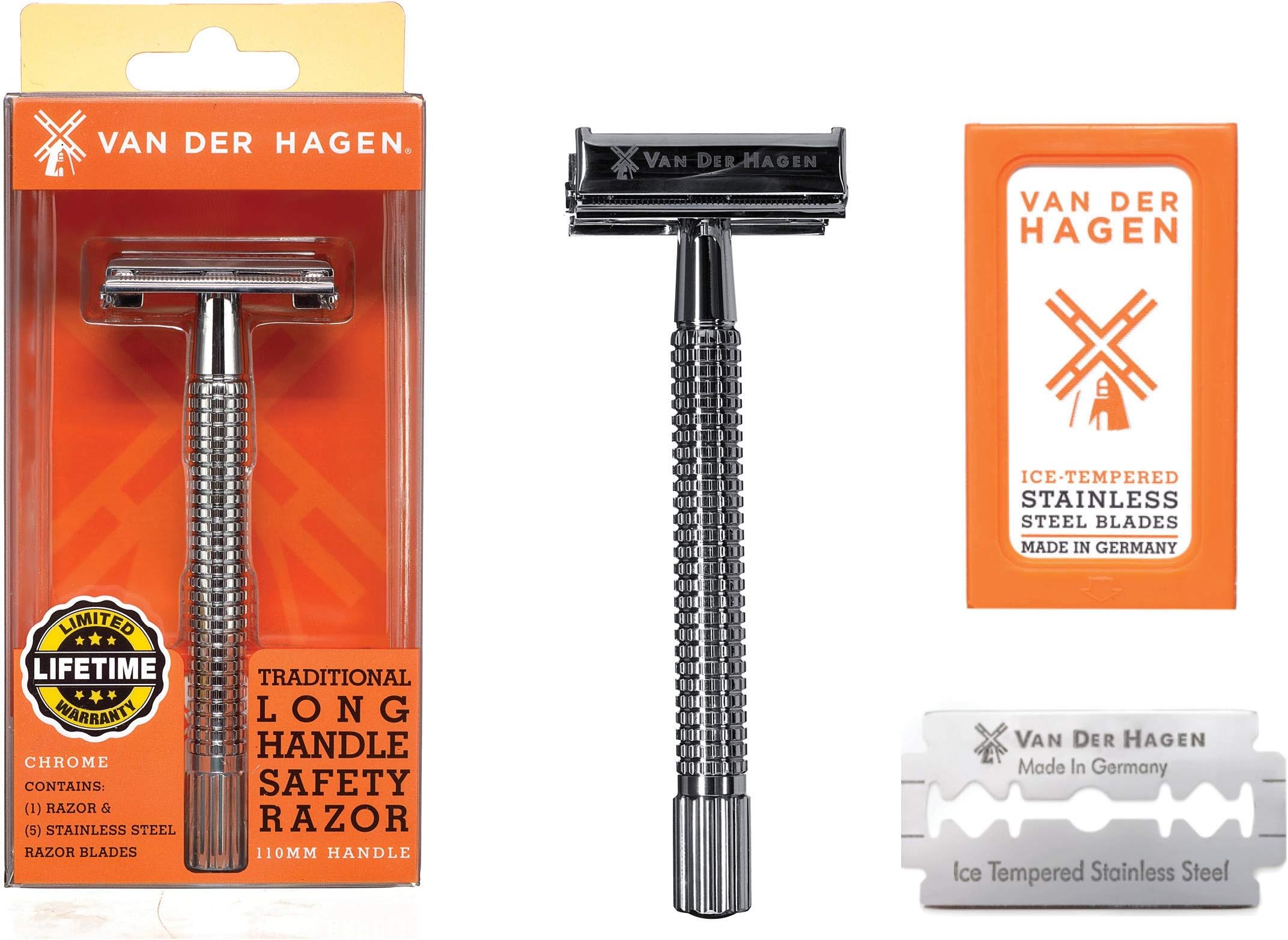 Van Der Hagen Safety Razor Kit - 110MM Chrome