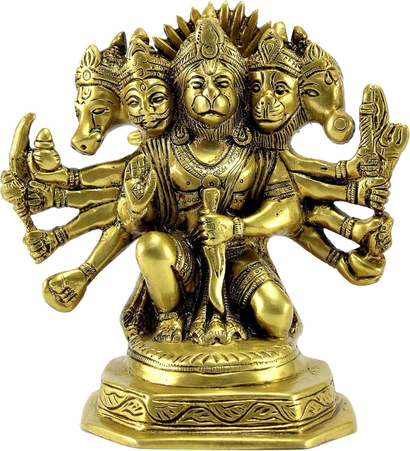 Statue Hanuman en laiton Murti indienne Bajrangbali de 17,8 cm pour maison
