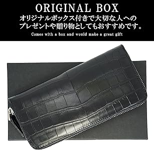 Amazon | ブラック クロコダイル長財布 財布 メンズ レディース 長財布