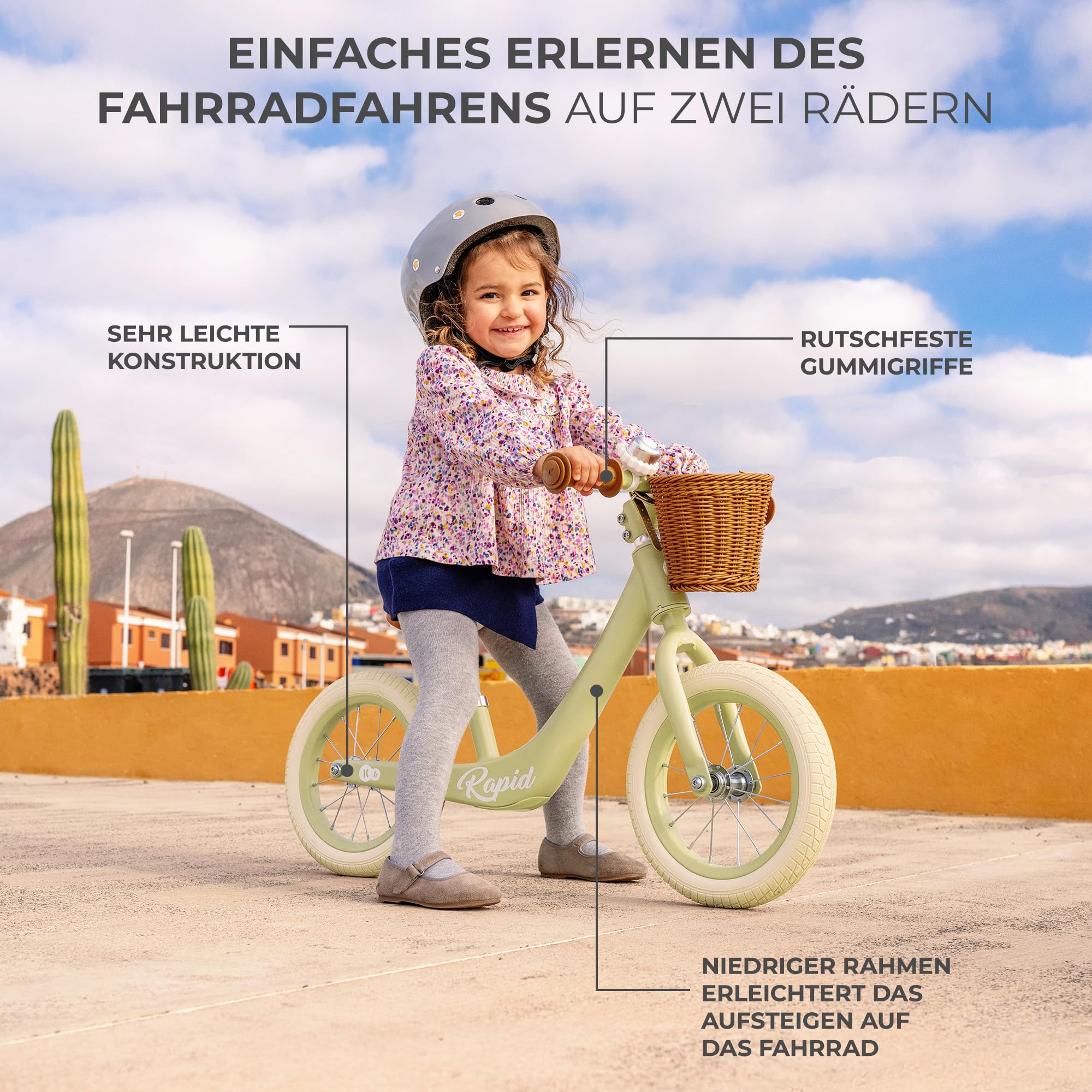 Kinderkraft RAPID2 Laufrad aus Metall, Fahrrad ohne Pedal, Fahrrad, Verstellbarer Sitz, Retro-Stil, für Kinder von 2 Jahren bis 35 kg