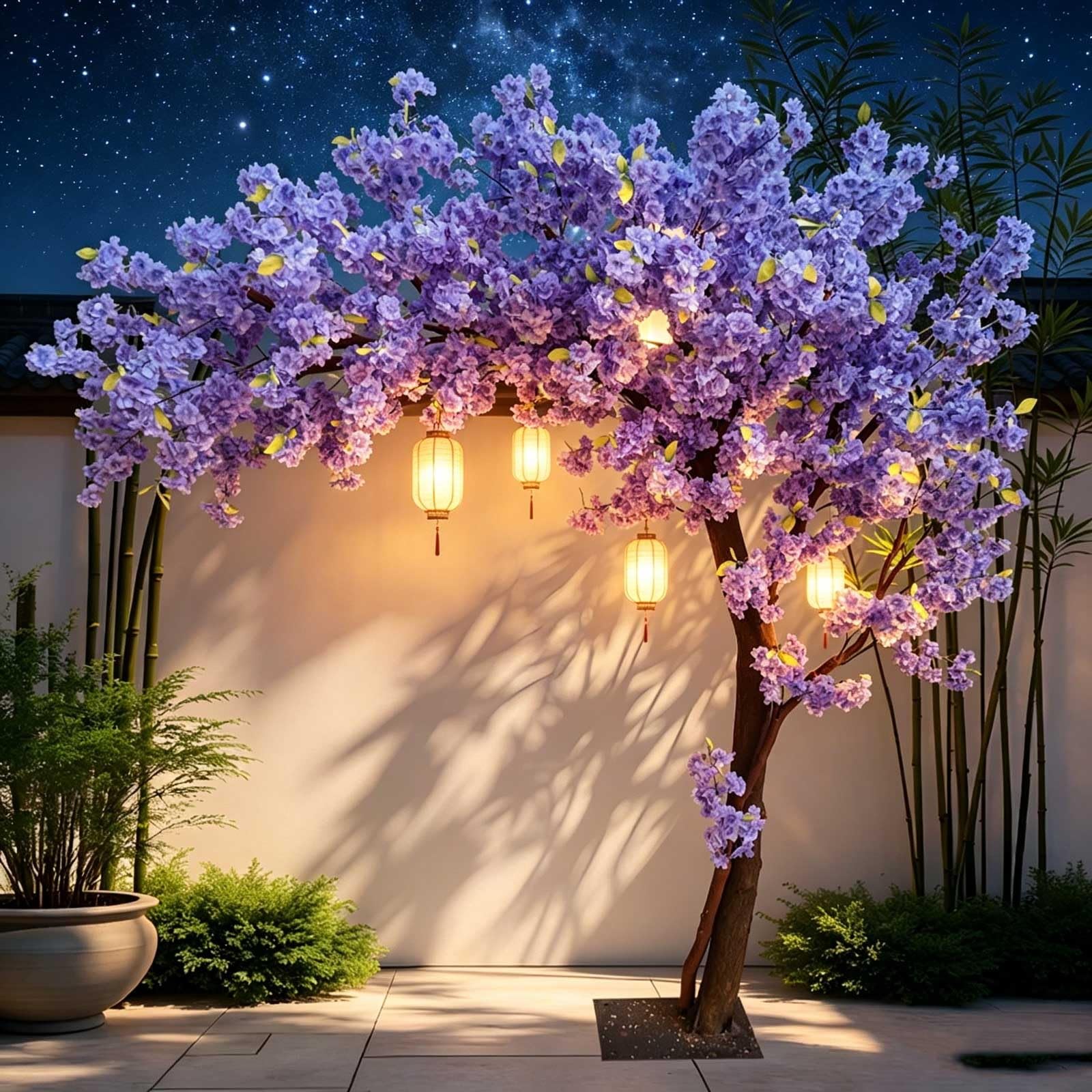 Kiboncy One Color Blue-Purple Artificial Cherry Blossom Trees - Ideal For Indoor And Outdoor Wedding Decor In Shopping Malls(1.8X1.5m)
