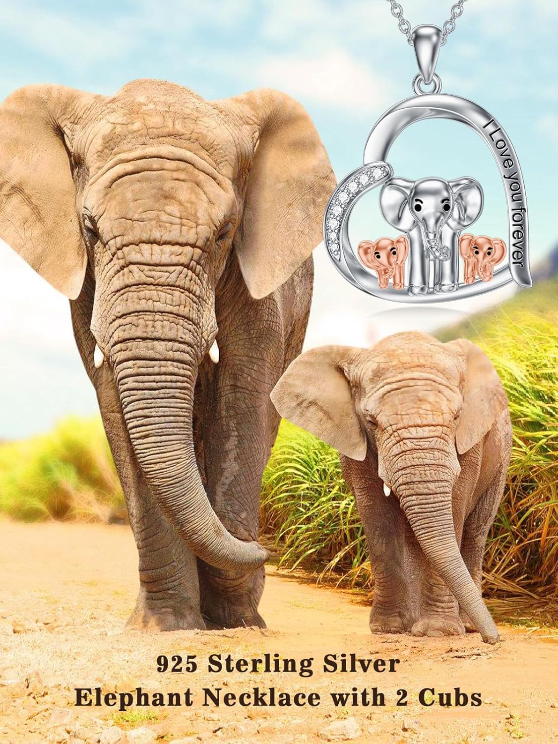 Mom Necklace 925 Sterling Silver Mama Elephant/Sloth/Wolf/Bear Pendant Necklace with 1-5 Cubs Mothers Day Gifts Jewelry for Women - Image 6