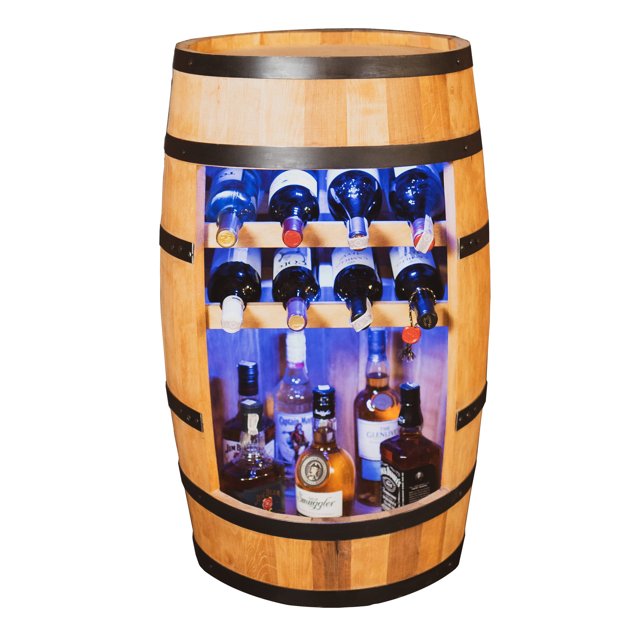 Scaffale per vino in legno – Mini bar – Armadietto per vino uomo e donna – Armadietto da bar con luci a LED – 80 cm di altezza – decorazione retrò scaffale per bar di casa mobili in legno di rovere