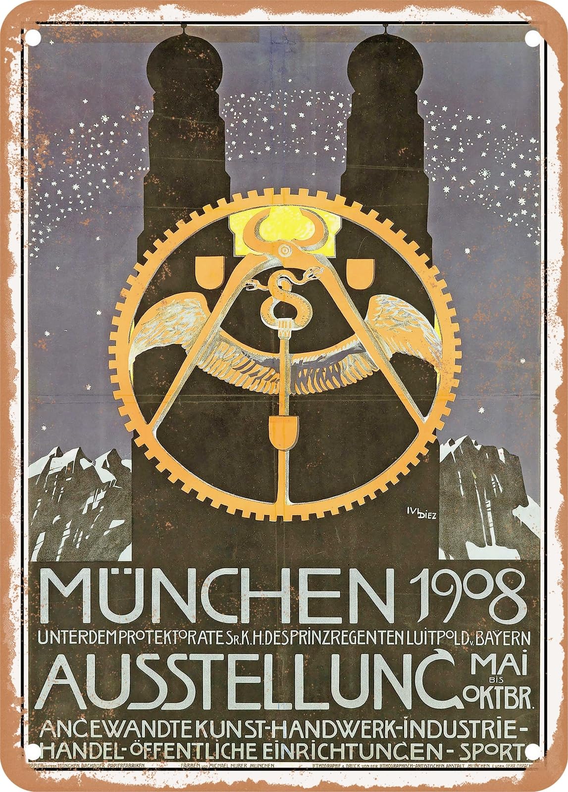 Miaomansenstore Metal Sign - 1908 Munich Exhibition Vintage Ad Home Decor
