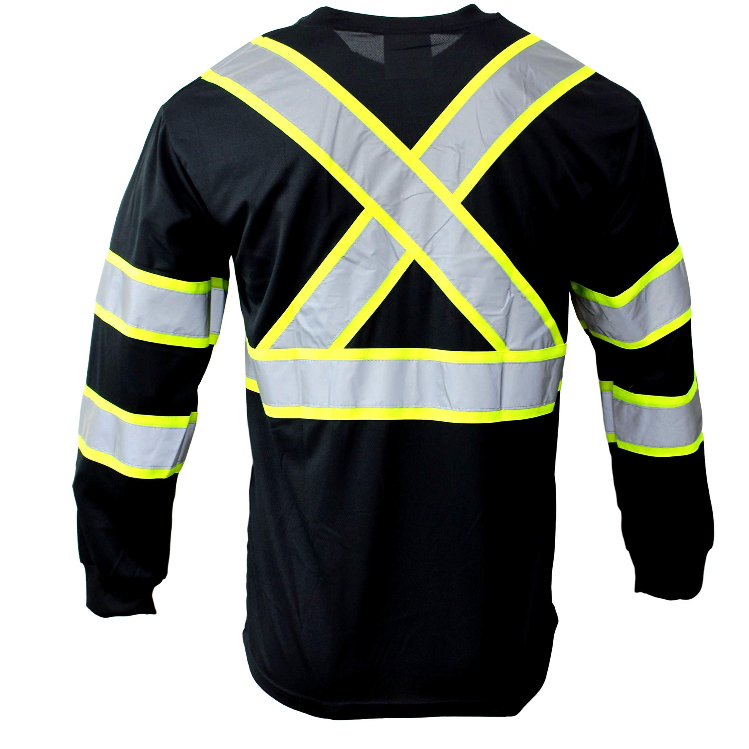 RK Safety NY BFL-T5713 High-Visibility Class 3 T Shirt with Moisture Wicking Mesh Birdseye and X pattern, Black Bottom (Neon Black, 5XL)