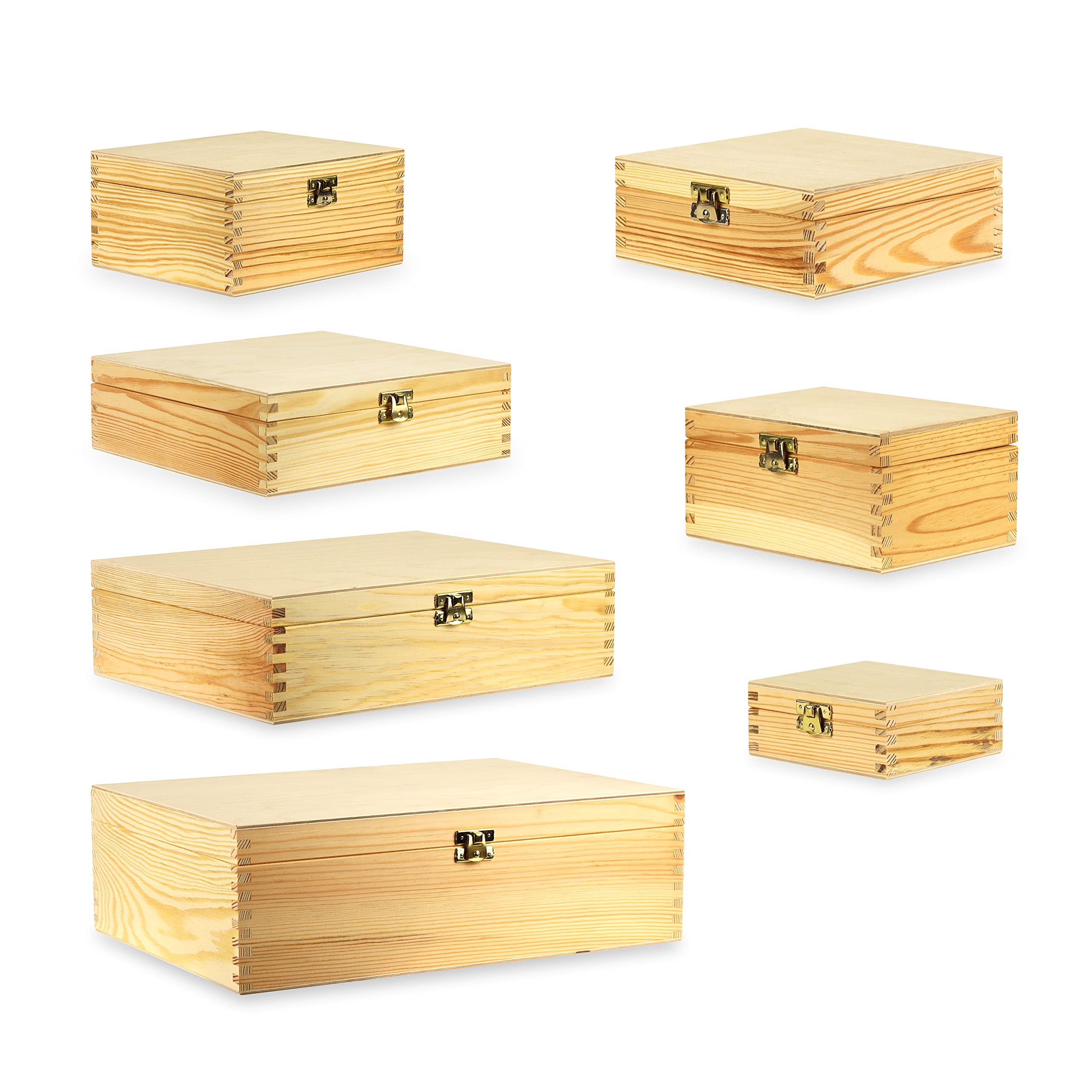 Trans - Pal Plain Wooden Storage Box | With Hinged Lid | Unpainted Gift Box For Tool Shoes Kitchen Storage | Wood Keepsake Memory Craft Chest | And Box Filling To Each Order (16 X 18 X 9Cm)