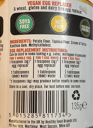 Free & Easy Gluten and Dairy Free Egg Replacer 135g
