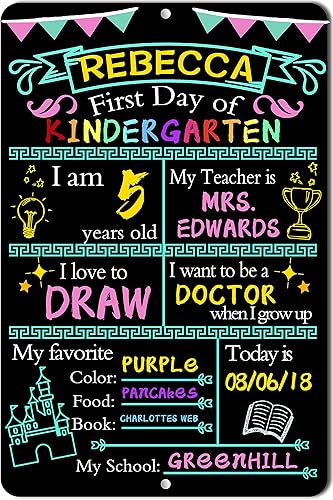 Letrero de pizarra para fotos del primer día de escuela para niños, niñas y niños, letrero de estilo tablero de regreso a la escuela, jardín de