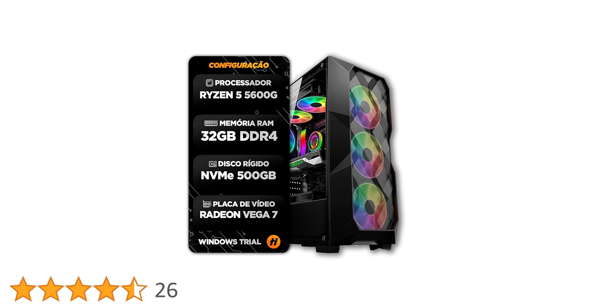 CPU Ryzen5 5600G + 32GB DDR4-3200 #13 PC GAMER RYZEN 5 5600GT, 32GB DDR4 3200MHZ, SSD M.2 NVME 500GB