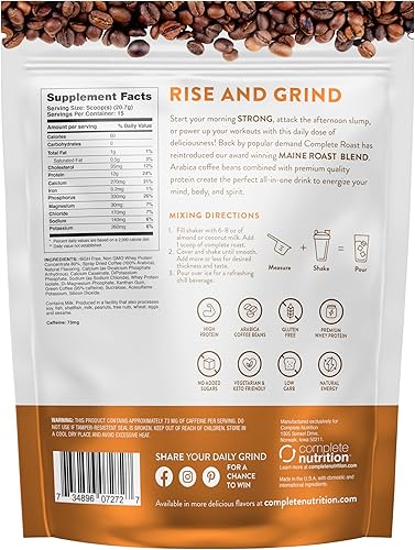 Miniatura 2 de Café alto en proteínas, café helado de caramelo Maine Roast, 0.53 oz de proteína de alta calidad, 0.07 oz de carbohidratos, cero azúcar, 2 tomas de