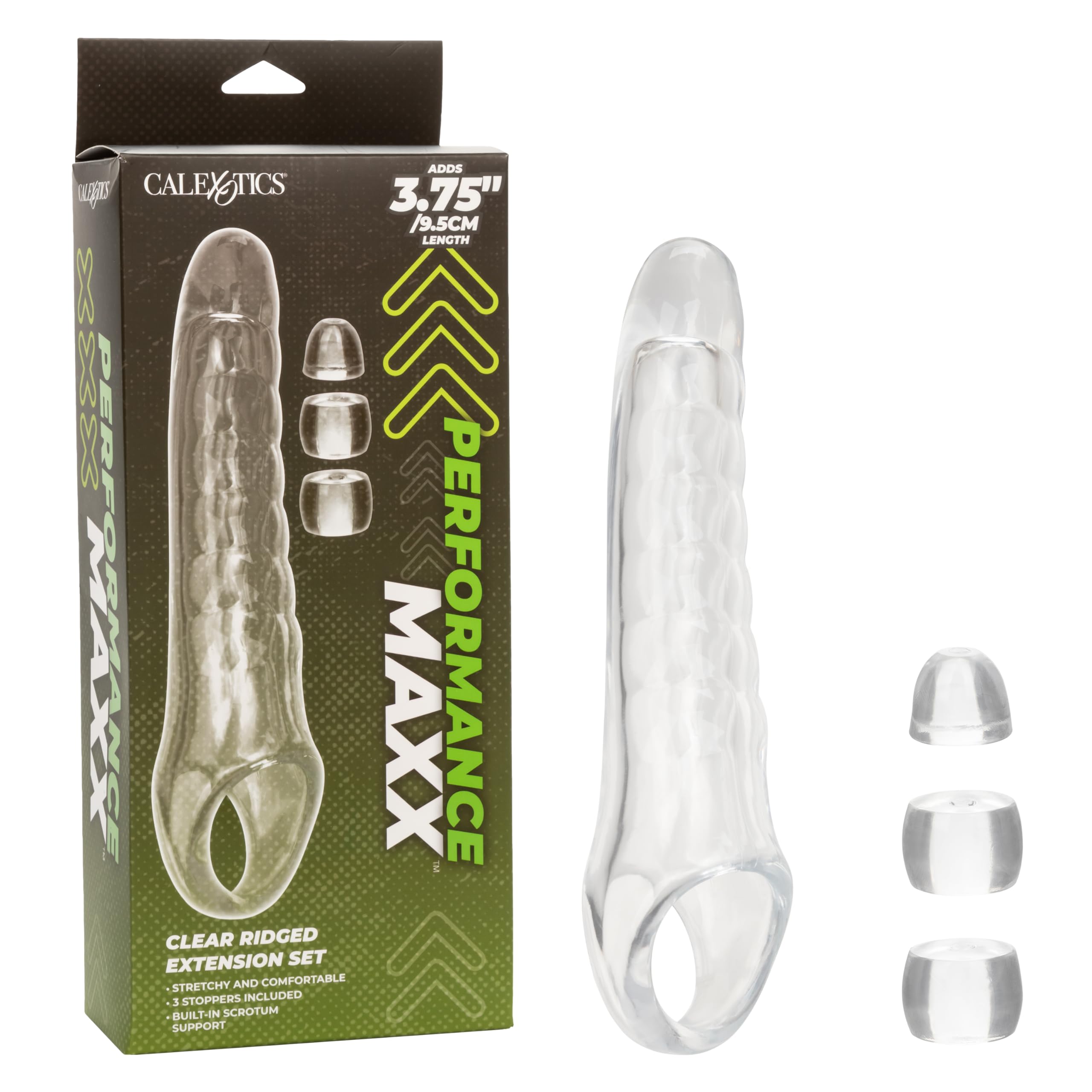 CalExotics Performance Maxx Clear Extension Kit, Extender Added Length and Girth with 3 Stopper Rings for Customized Fit - SE-1632-50-3