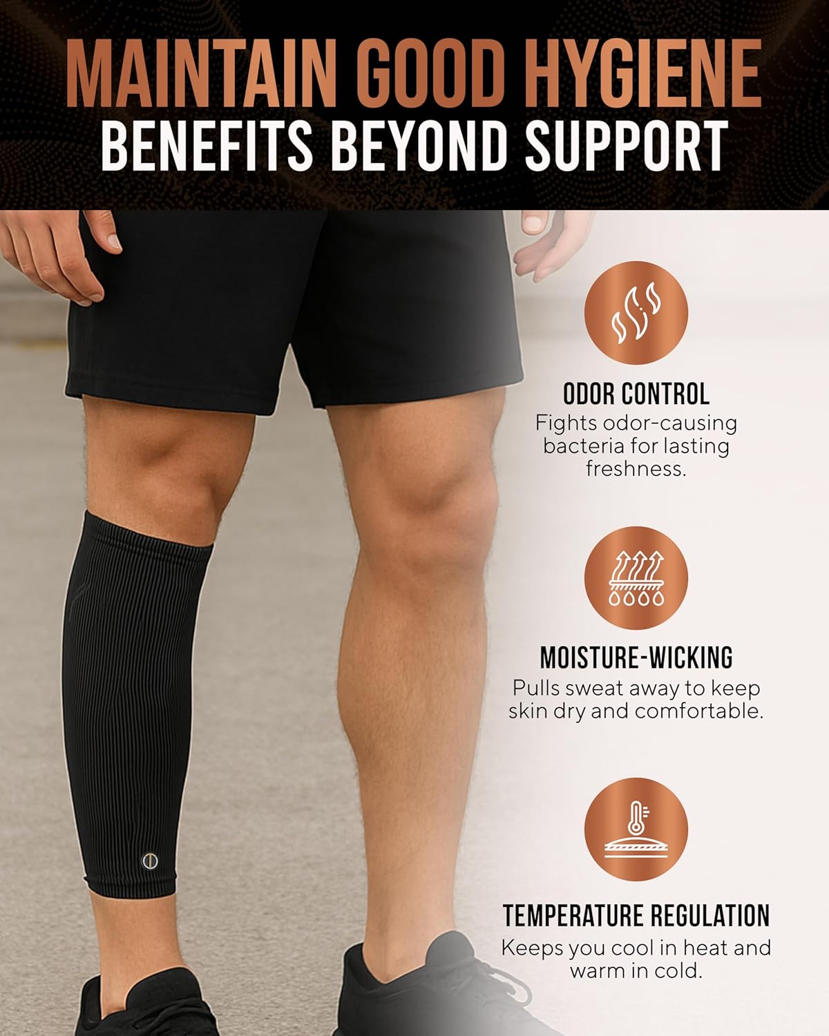TheraCopper Copper Calf Compression Sleeve — Premium Copper Compression Shin Sleeve for Men & Women — Breathable & Non-Slip Leg Sleeves for Runners, Shin Splints, Muscle Recovery & Leg Fatigue - Image 7