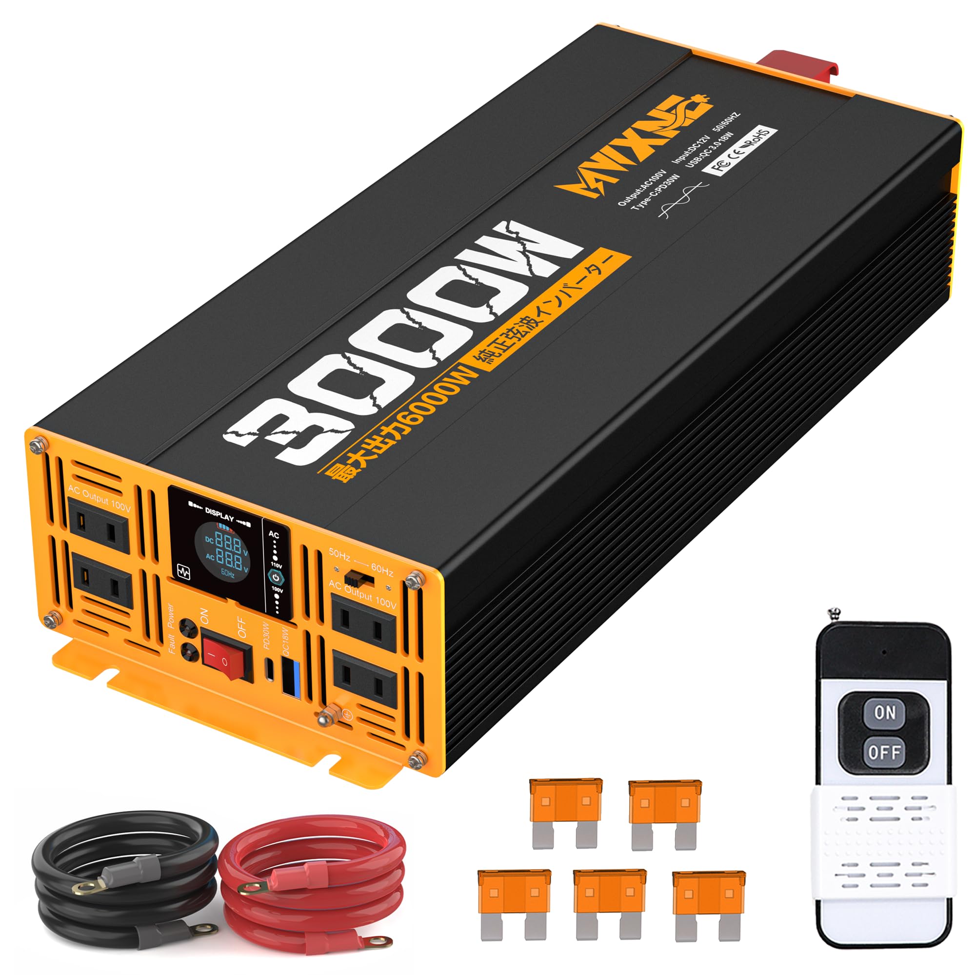 最終値下げ　正弦波インバーター 6000W 24V 100V 瞬間最大12000W 最終値下げ 正弦波インバーター 6000W 24V 100V 瞬間最大12000W