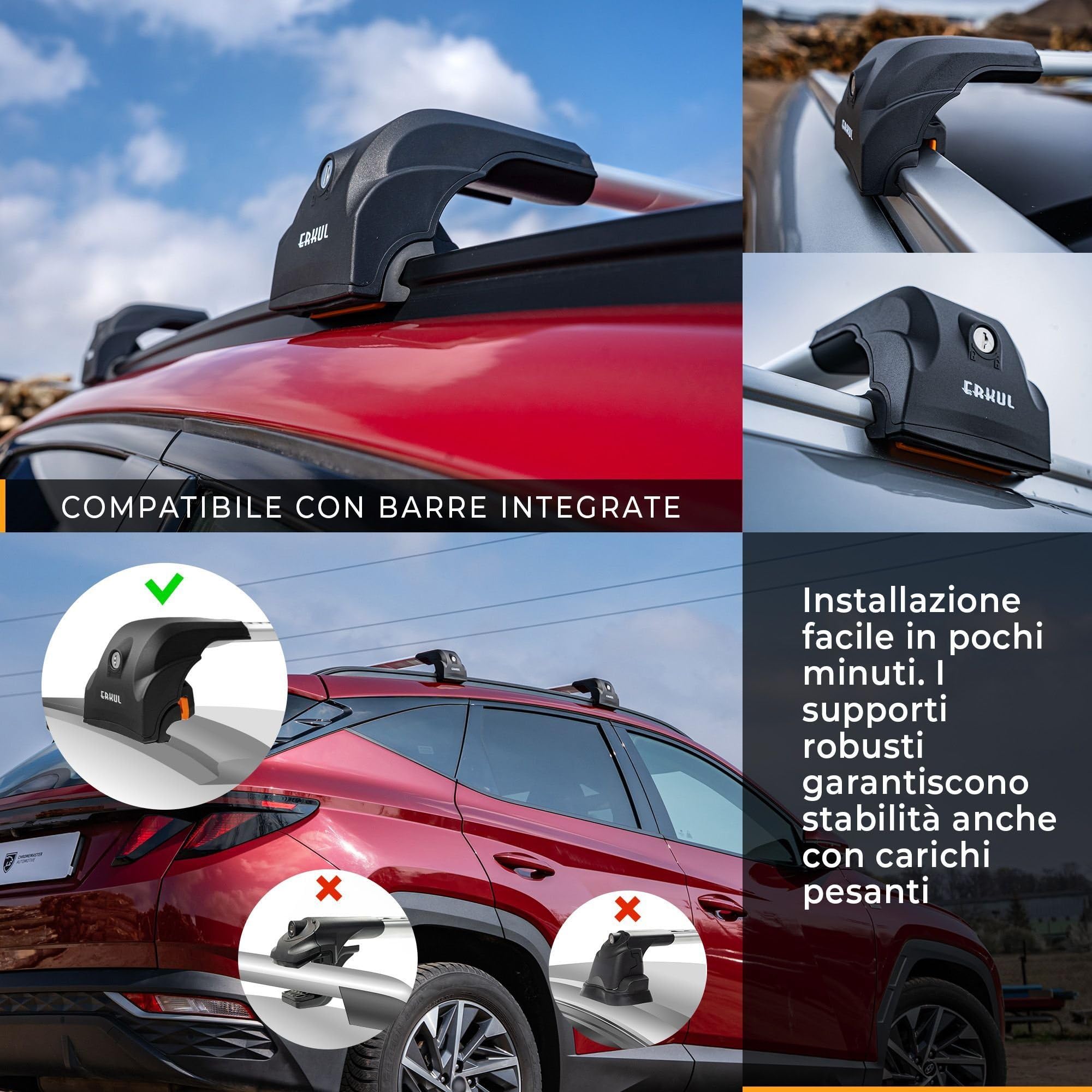 CHROMEMASTER Barre Portatutto Tetto Compatibili con Ford Puma 2020+; Portapacchi da Tetto per Box, Portabici, Scala | Ideale per Viaggi, Vacanze, Uso Quotidiano