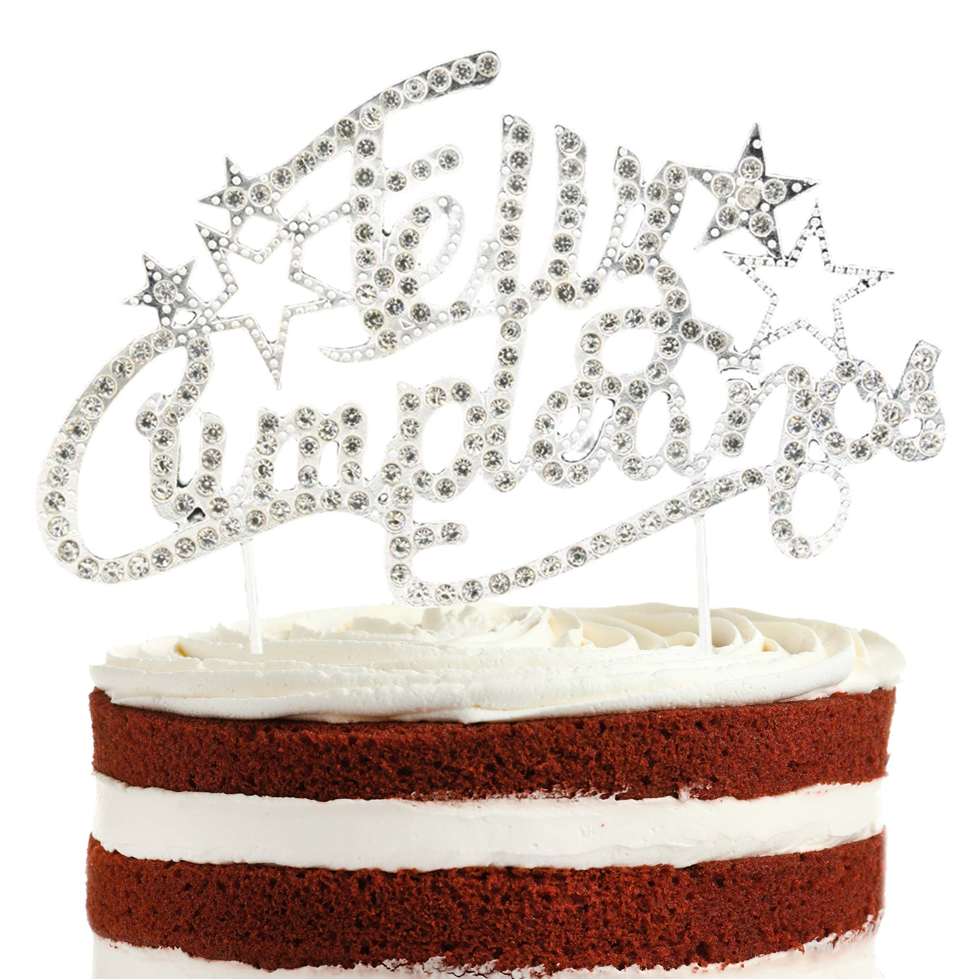 AC-YSZ-Fstar Crystal Rhinestones Happy Cake Topper Pick for Birthday Decoration Premium Sparkly Gold Crystal Number 75 Cake Decor Cheer to 75 Years Old Theme Party Supplies