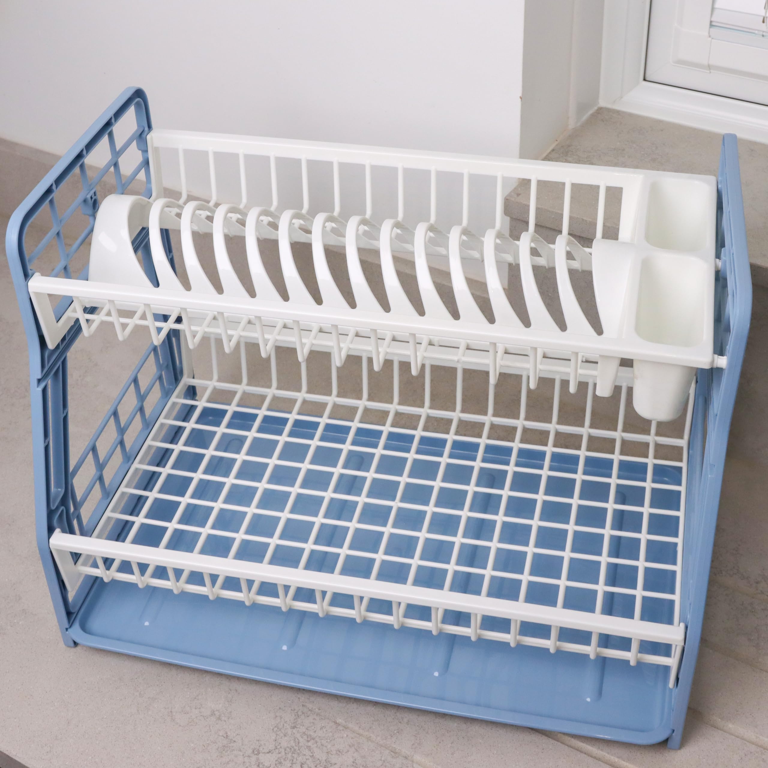 Divchi2 Tier Dish Drying Rack Large Capacity Plastic Dish Drainer