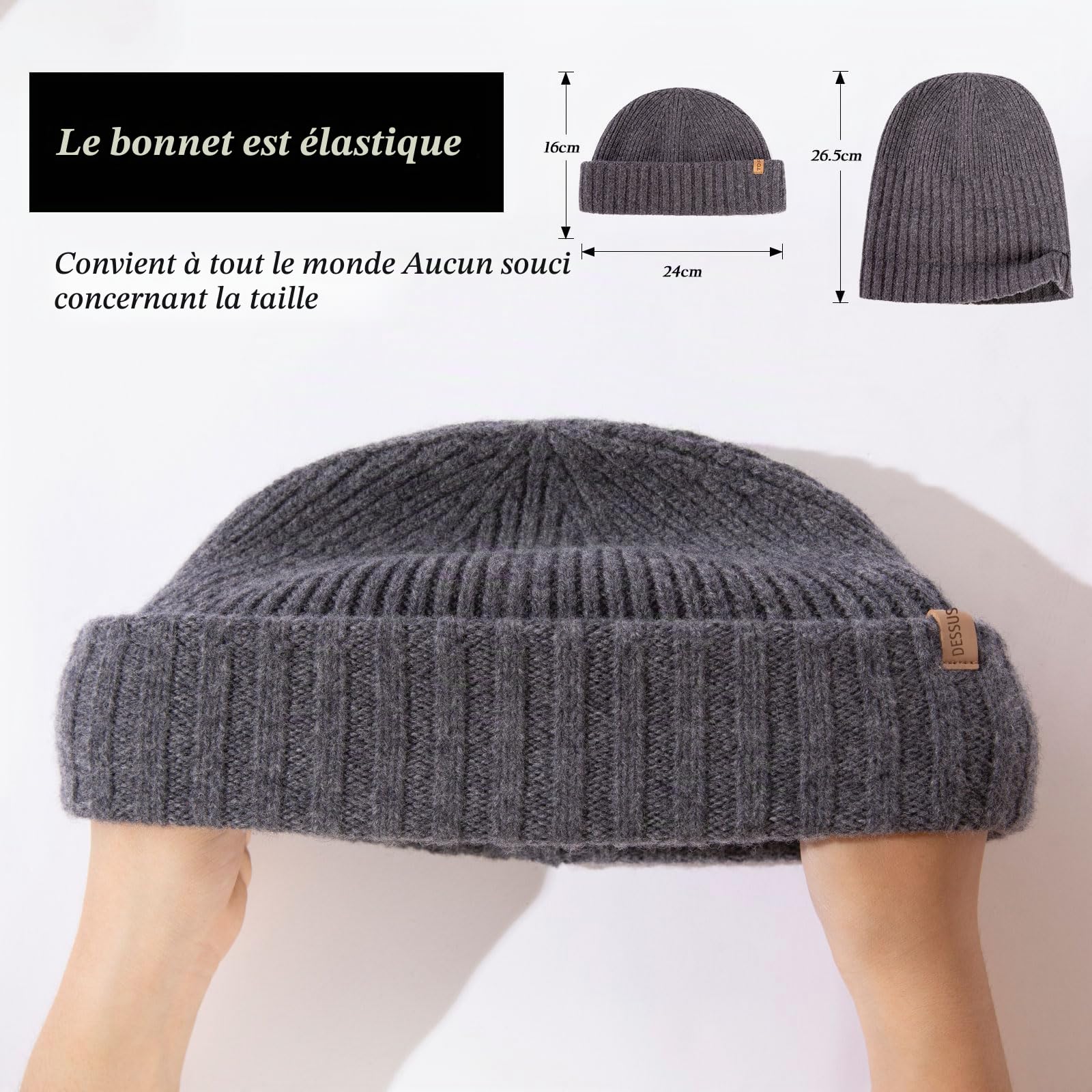 TOP-EX XL/XXL - 100 % laine mérinos - Bonnet de pêcheur - Pour homme et femme