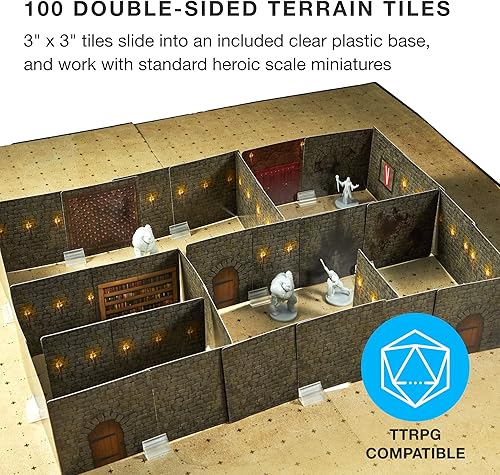 Miniatura 3 de Stratagem Las paredes del laberinto del maestro - 100 fichas de cartas para construcción de mazmorras 3D DND - Accesorios de terreno modular a