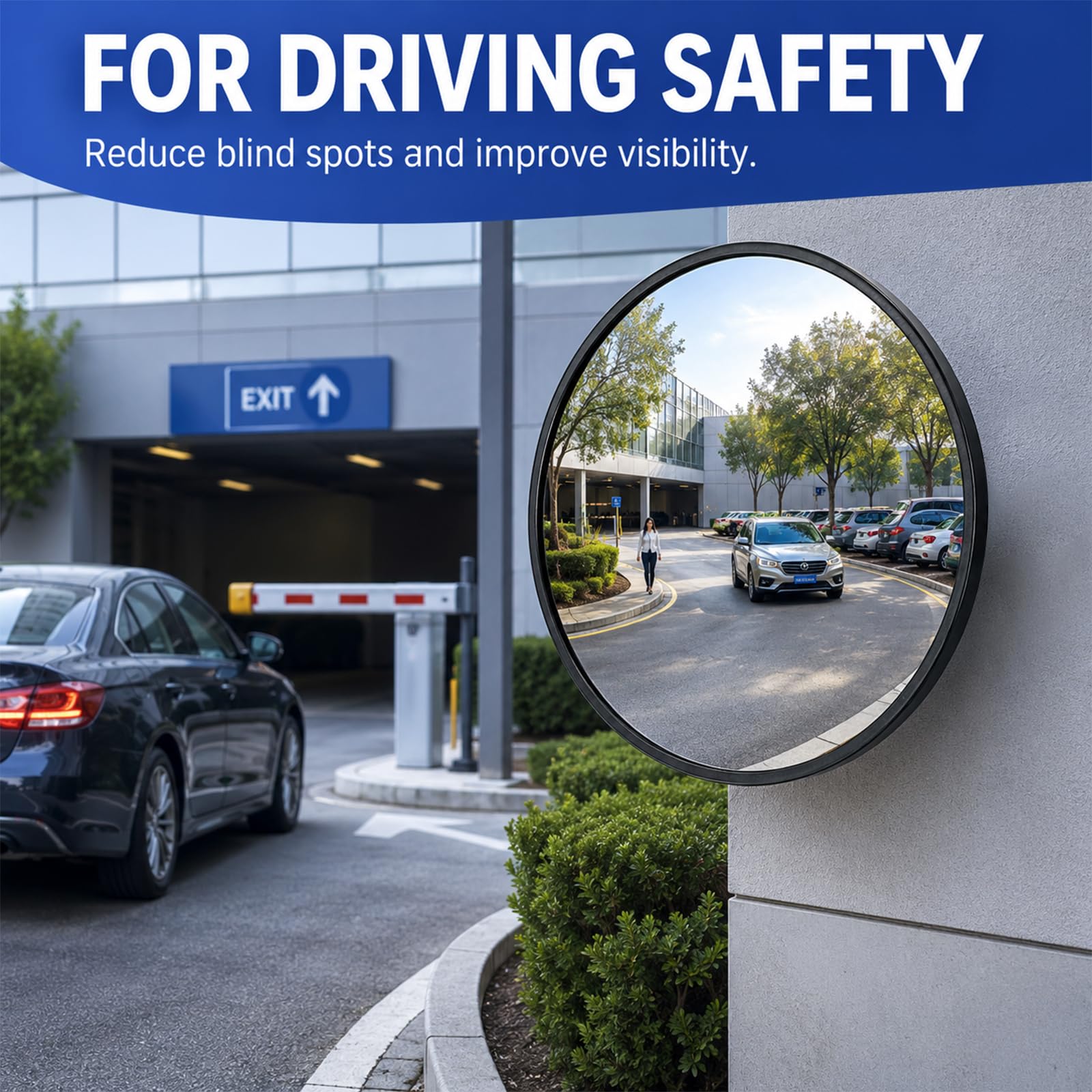 Miroir convexe sécurité 30 cm lot de 2, miroir intérieur extérieur | Miroir de signalisation grand angle pour magasin, entrepôt et parking, améliore visibilité et sécurité zones à risque