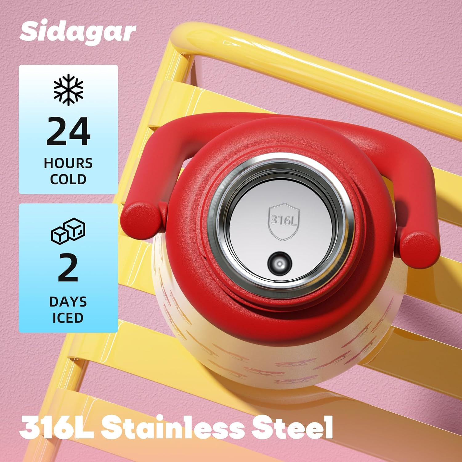 27 oz Insulated Tumbler with Flip Straw, Water Bottle with Handle and Lid, Kids Stainless Steel Vacuum Travel Mug, Leak-Proof, Cute Cups for Women School Birthday Gift, Cherry - Image 8