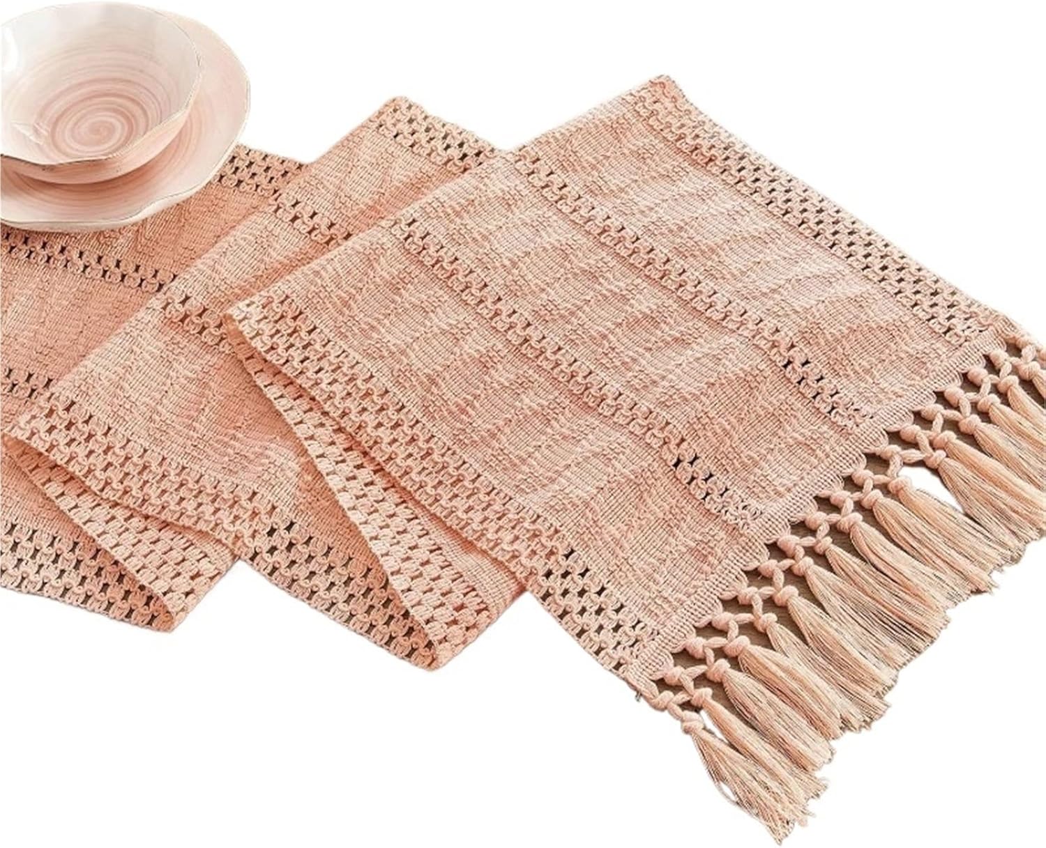 Table Runner for Home Decor Table Runner with Tassels for Kitchen Dining Decoration Home Decorations(Pink)