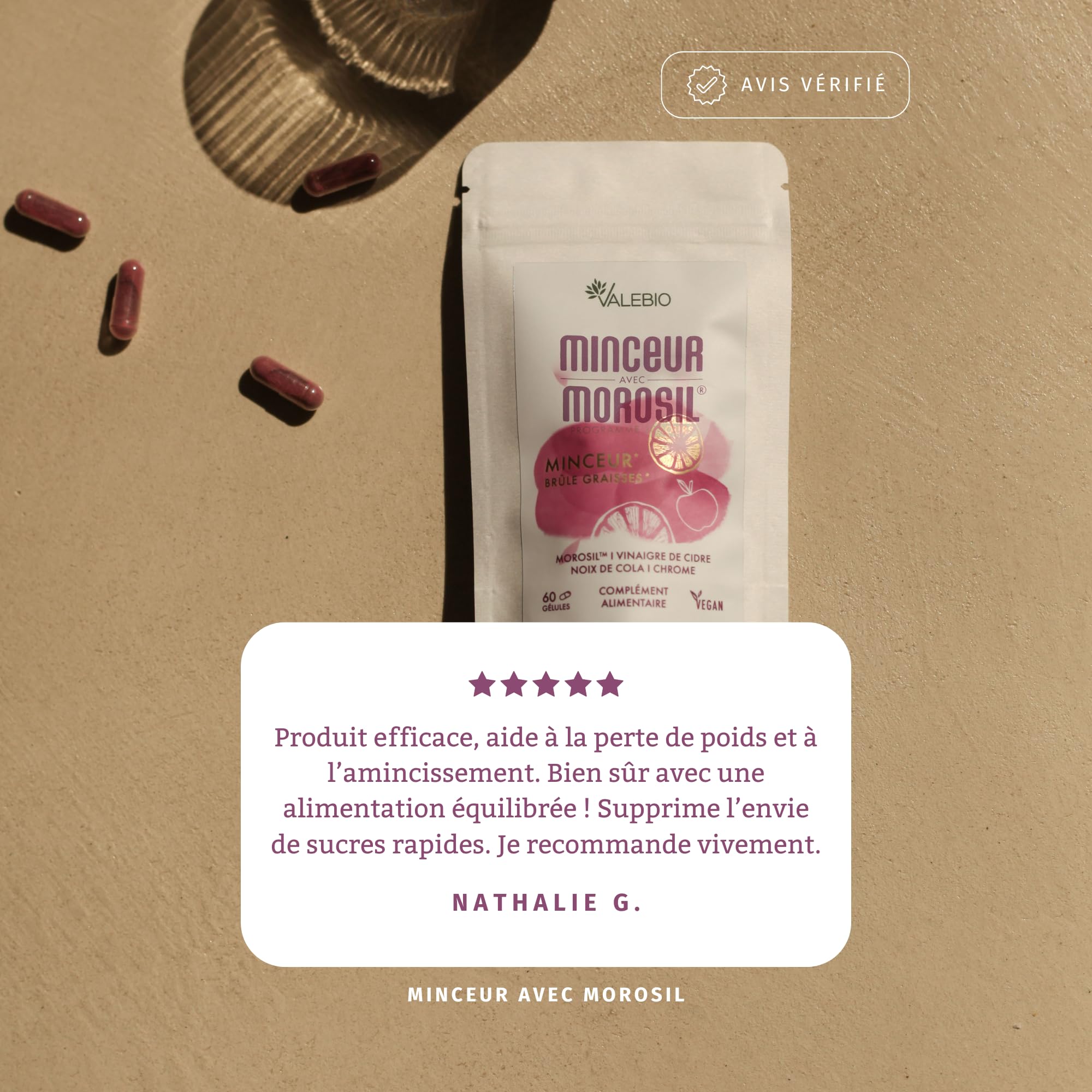 Morosil ® + vinaigre de cidre | Contrôle du poids, digestion & régulation de la glycémie | 60 gélules gastro-résistantes | Fabriqué en France | Valebio