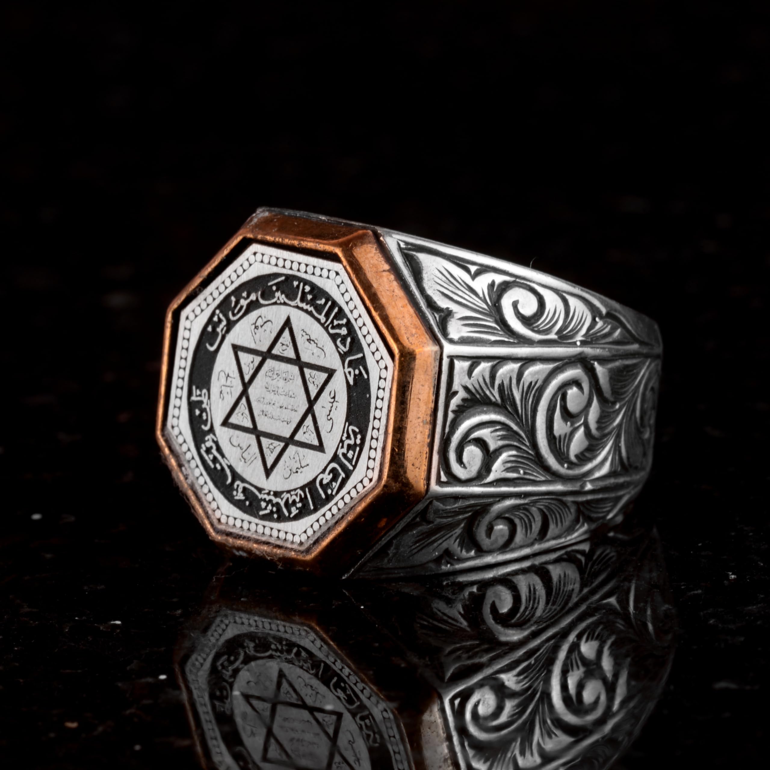 KAMBO Anillo de plata de ley 925 hecho a mano con sello de Salomón, anillo de plata de ley 925, de de 925, sin piedras preciosas, Sin piedras preciosas