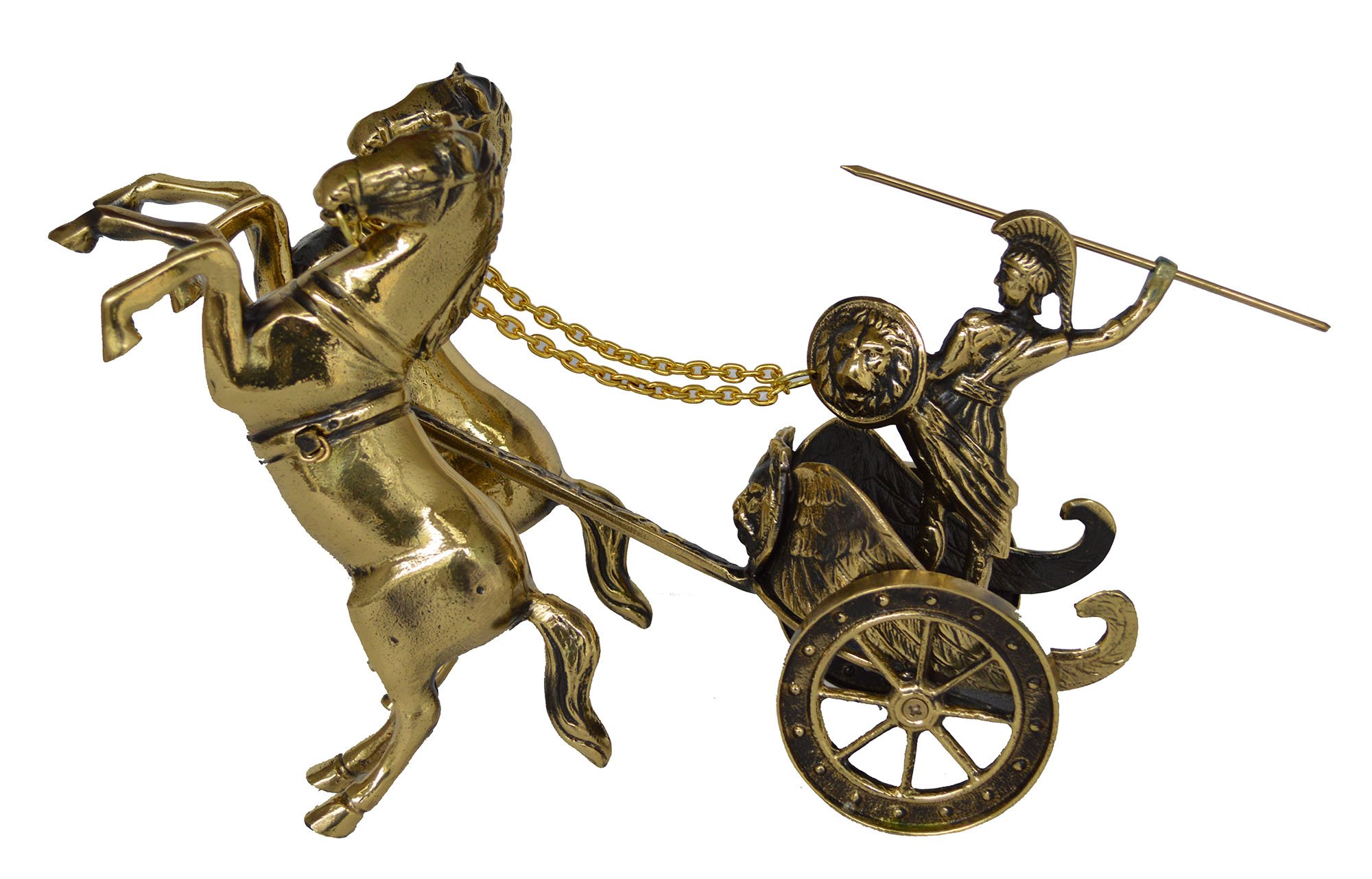 Achilles driving a chariot in battle - Quality bronze artifact - Trojan war